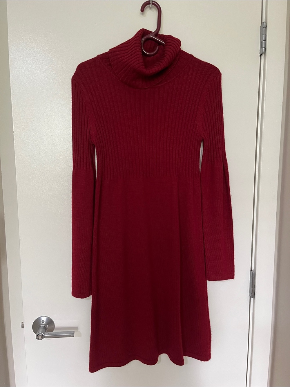 Geoffrey Beene Sport Red Ribbed Turtleneck Long-Sleeve Knit Dress
